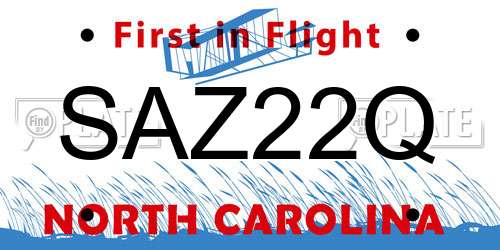 SAZ22Q North Carolina License Plate