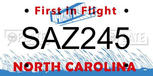 SAZ245 North Carolina License Plate