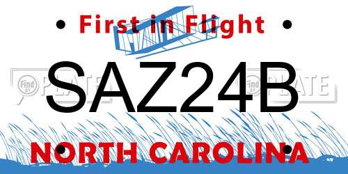 SAZ24B North Carolina License Plate
