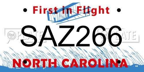 SAZ266 North Carolina License Plate