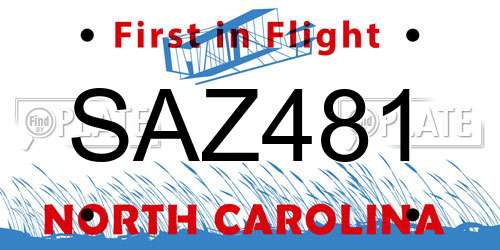 SAZ481 North Carolina License Plate