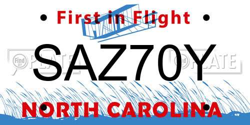 SAZ70Y North Carolina License Plate