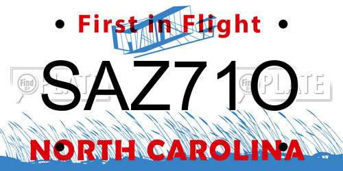 SAZ71O North Carolina License Plate