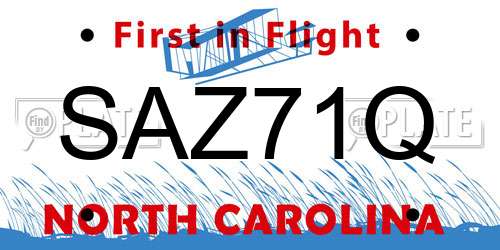 SAZ71Q North Carolina License Plate