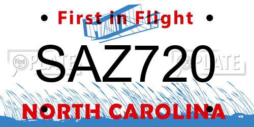 SAZ720 North Carolina License Plate