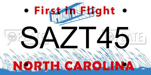SAZT45 North Carolina License Plate