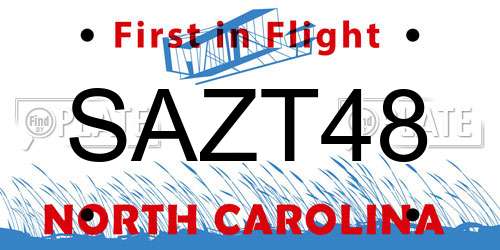 SAZT48 North Carolina License Plate
