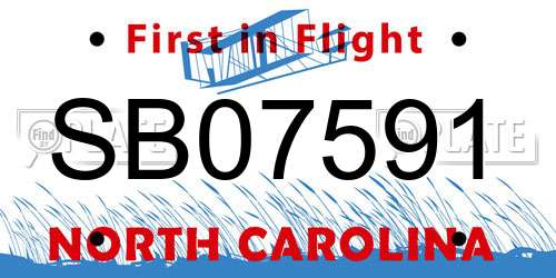SB07591 North Carolina License Plate