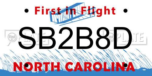 SB2B8D North Carolina License Plate