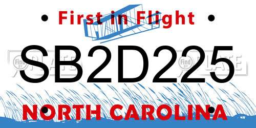 SB2D225 North Carolina License Plate