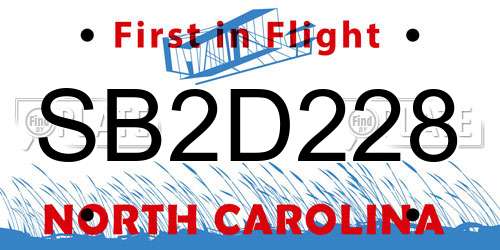 SB2D228 North Carolina License Plate