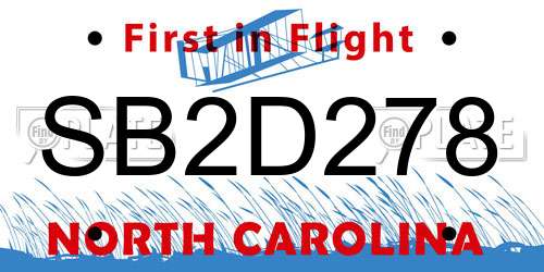 SB2D278 North Carolina License Plate