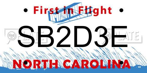 SB2D3E North Carolina License Plate