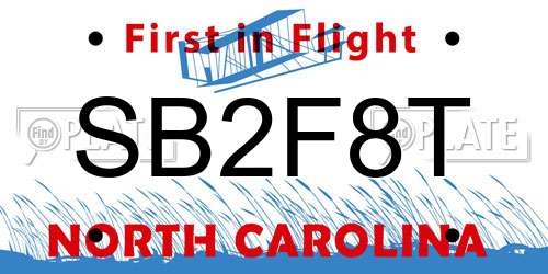 SB2F8T North Carolina License Plate