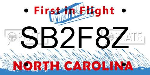 SB2F8Z North Carolina License Plate