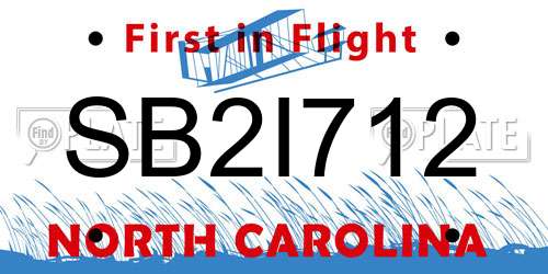 SB2I712 North Carolina License Plate