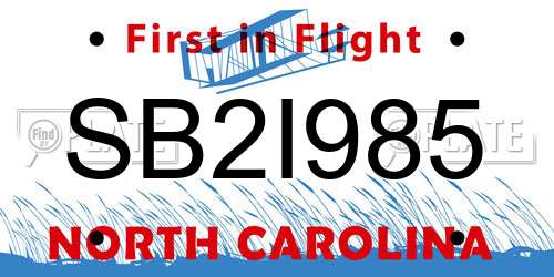 SB2I985 North Carolina License Plate