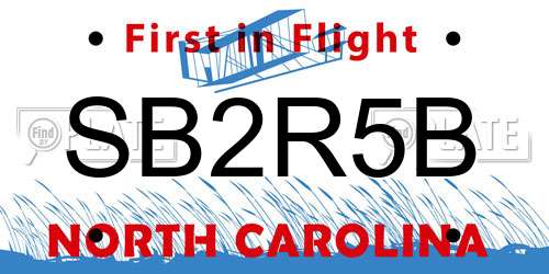 SB2R5B North Carolina License Plate