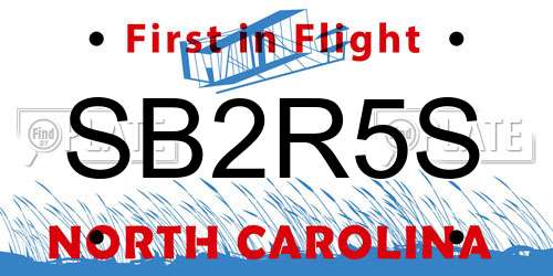 SB2R5S North Carolina License Plate
