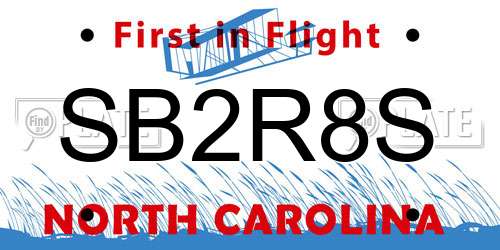 SB2R8S North Carolina License Plate