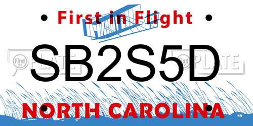 SB2S5D North Carolina License Plate