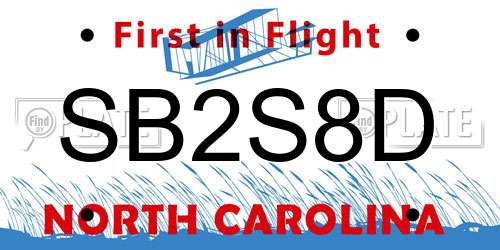 SB2S8D North Carolina License Plate