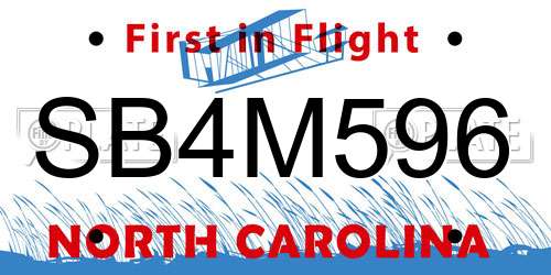 SB4M596 North Carolina License Plate