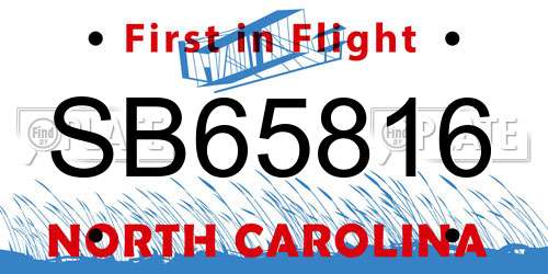 SB65816 North Carolina License Plate