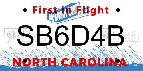 SB6D4B North Carolina License Plate