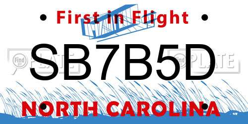 SB7B5D North Carolina License Plate