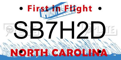 SB7H2D North Carolina License Plate
