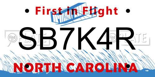 SB7K4R North Carolina License Plate