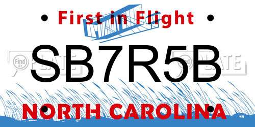 SB7R5B North Carolina License Plate