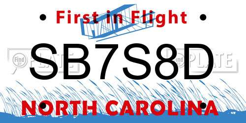 SB7S8D North Carolina License Plate