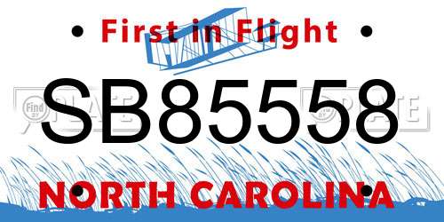 SB85558 North Carolina License Plate