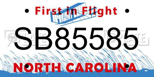 SB85585 North Carolina License Plate