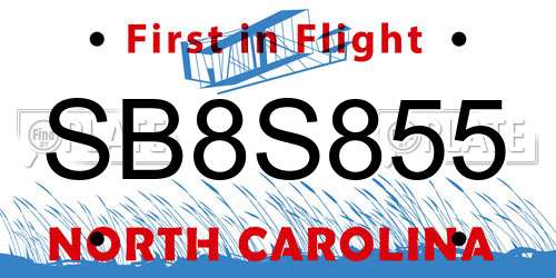 SB8S855 North Carolina License Plate