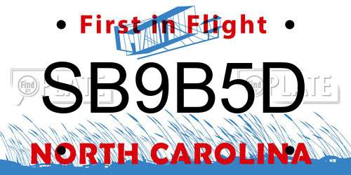 SB9B5D North Carolina License Plate