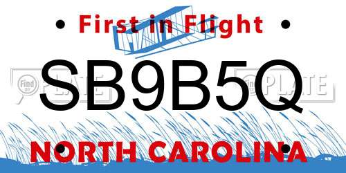 SB9B5Q North Carolina License Plate