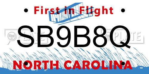 SB9B8Q North Carolina License Plate