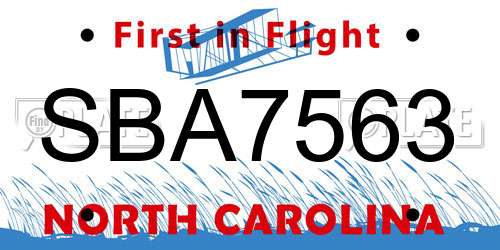 SBA7563 North Carolina License Plate