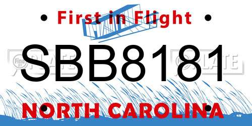 SBB8181 North Carolina License Plate
