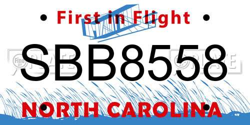SBB8558 North Carolina License Plate