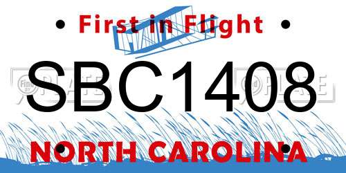 SBC1408 North Carolina License Plate