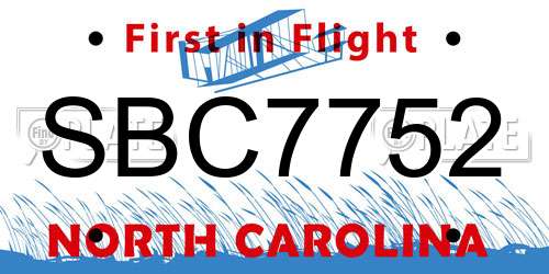 SBC7752 North Carolina License Plate