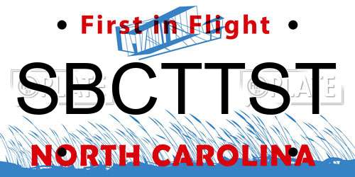 SBCTTST North Carolina License Plate