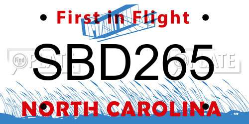 SBD265 North Carolina License Plate