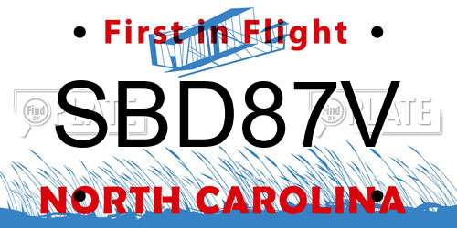 SBD87V North Carolina License Plate