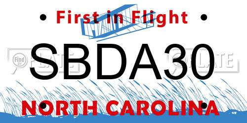 SBDA30 North Carolina License Plate