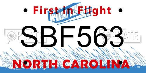 SBF563 North Carolina License Plate
